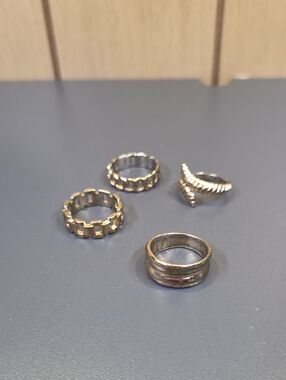 Gold-Tone Mixed Design Stackable Ring Set